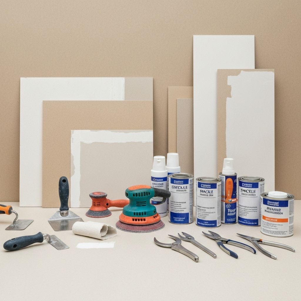 Professional drywall repair tools and materials
