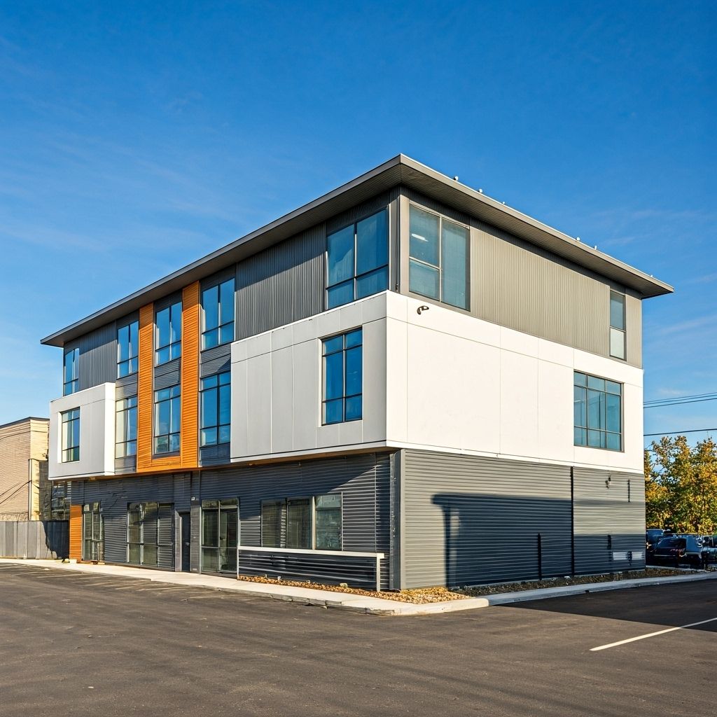 Modern commercial building exterior painting